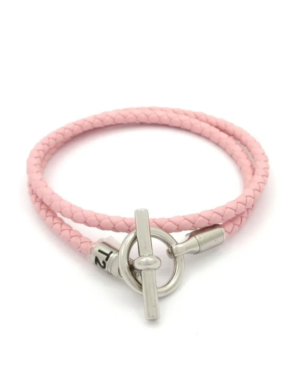 Hermes Bracelet Glenan Leather Light Pink Silver